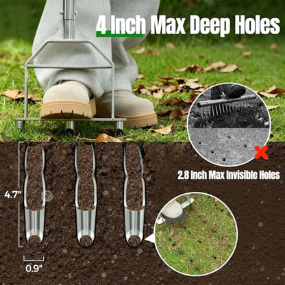 Manual Core Aerator Lawn Tool, Stainless Steel Lawn Aerator Tool