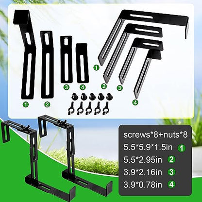 Leinuosen 8 Pcs Adjustable Window Boxes Brackets Planter Box Bracket Heavy Duty Deck Railing Hanging Flower Stand for Windowsill Garden Fence Balcony (Black) - color: Black