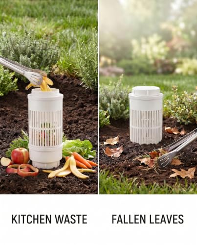 2 Pack Underground Earthworm Composting Bins, with Base and Lid，11.2 inch