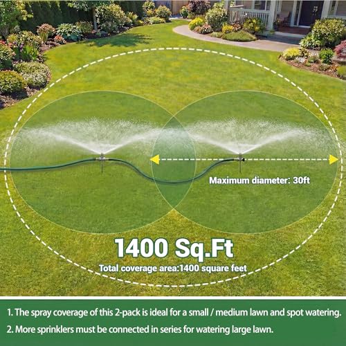 2 Pack Lawn Sprinkler for Yard, Metal Water Garden Sprinklers with Nozzle - style: Sprinkler