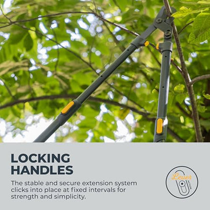 Woodland Tools Heavy Duty Extendable Lopper – 25 to 37 Inch Telescoping Branch Cutter with Lever-Action Bypass Blade – Manual Tree Limb Cutter for Thick Branches and Overhead Trimming - style: Heavy Duty Extendable Lopper
