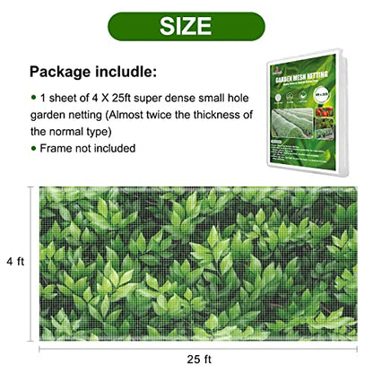 Jevrench 4 x 25 ft Garden Netting Row Cover, Ultra Fine Mesh for Plants - size: 4ft x 25ft