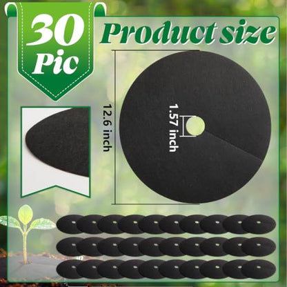 Macarrie 30 Pcs Weed Barrier Mat Tree Mulch Ring Fabric Cover, 12.6 Inch - size: 12.6 Inch