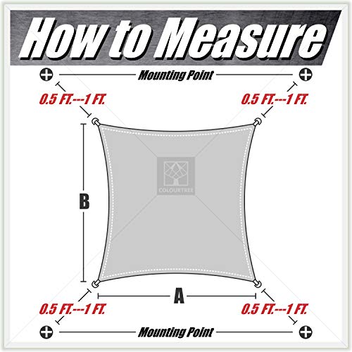 ColourTree 8' x 19' Grey Rectangle Sun Shade Sail for Patio