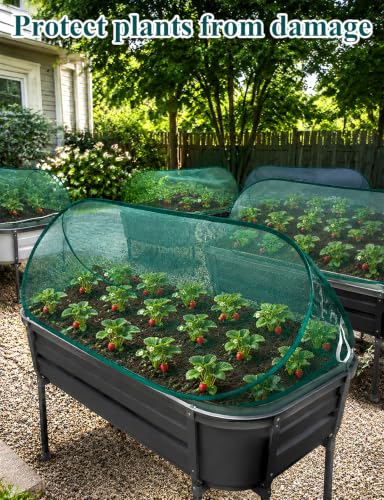 4 Pcs Pop Up Garden Mesh Plant Cover, 39" x 15" x 15" Foldable Plant Protector Net Cage for Raised Beds, Vegetables, Fruits and Seedlings, Bird Insect Animal Barrier Garden Row Cover,with 24 Stakes