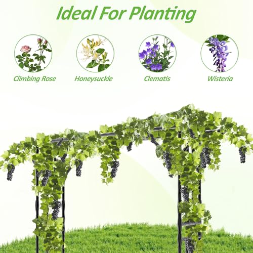 Garden Arch Trellis 106.3"L*106.3"H Sturdy & Rustproof Large Flat Top Arbor - size: 106(L)*106(H)*20(W)inch-25MM