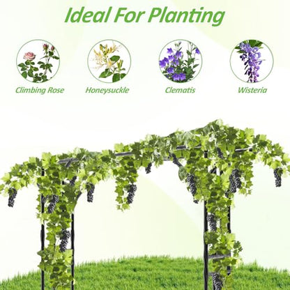 Garden Arch Trellis 106.3"L*106.3"H Sturdy & Rustproof Large Flat Top Arbor - size: 106(L)*106(H)*20(W)inch-25MM