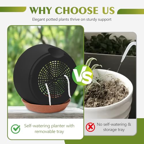 GARDIFE Hanging Planters, Self Watering, Black 10 Inch 2 Pack with Drainage - color: Black, size: 10 inch