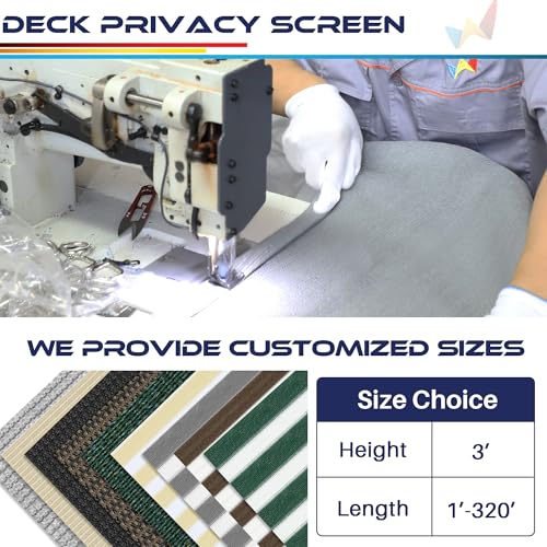 Windscreen4less 3'x13' Deck Balcony Privacy Screen Fence Apartment Balcony Mesh Screen with Zip Ties Chain Link Fence Cover UV Protection for Outdoor Patio Backyard Pool Porch Railing, Beige & White