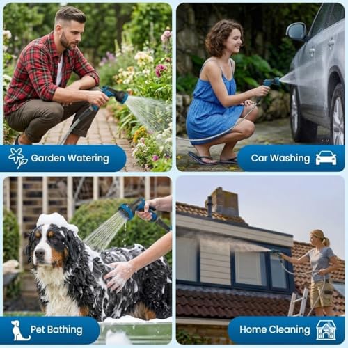 25FT Water Hose,Non Kinking Stainless Steel Hose, Kink Free Flexible 50 Foot Metal Hose for Outside Yard Backyard Lawn, Burst Proof with 10-Pattern Nozzle - size: 25FT