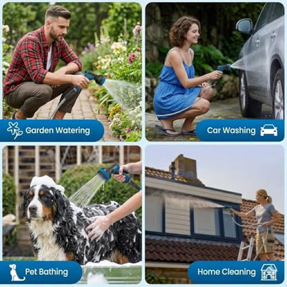 25FT Water Hose,Non Kinking Stainless Steel Hose, Kink Free Flexible 50 Foot Metal Hose for Outside Yard Backyard Lawn, Burst Proof with 10-Pattern Nozzle - size: 25FT