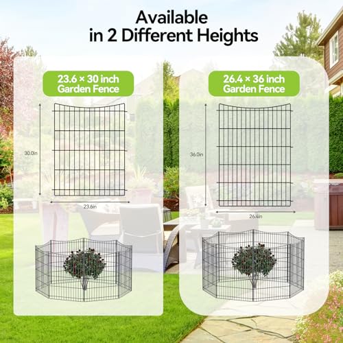 INJOPEXI Decorative Garden Fence 6 Panels 11.8ft(L)×30in(H) Garden Fences Outdoor with 6 Panels Rustproof Metal Wire No Dig Temporary Animal Barrier Fencing for Backyard Patio - Without Fence Gate - size: 6 Panels 11.8ft(L)-30"(H) - Without Gate