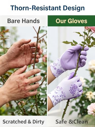 2 Pairs Garden Gloves, Breathable Yard Work Gloves with Non-Slip Grip, Thorn-Resistant Protective Gloves for Men and Women, One Size