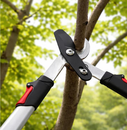 Heavy-Duty Extendable Anvil Lopper, 28"-41" Telescopic Tree Trimmer with Double Ratcheting Mechanism for 2" Branches - color: Red