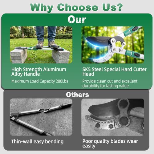 Heavy Duty Anvil Lopping Shears -2 inch Cutting Capacity Bypass Lopper - Extendable 26 Inch to 41 Inch,Professional Tree Branch Cutter