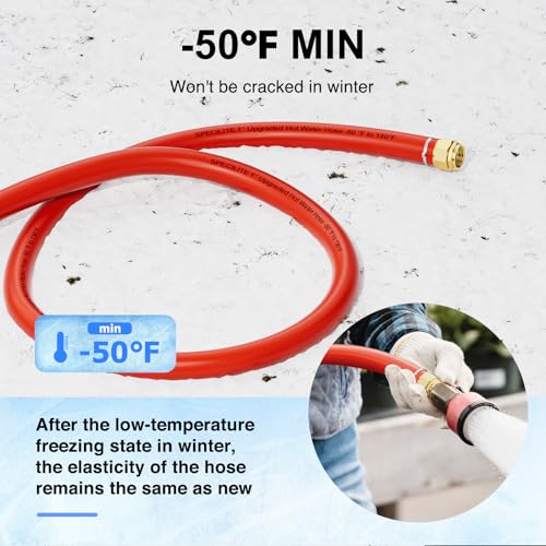 SPECILITE 1" x 75FT Hot/Cold Rubber Garden Water Hose, -50℉-190℉, Red - color: 1"ID Red, size: 75ft