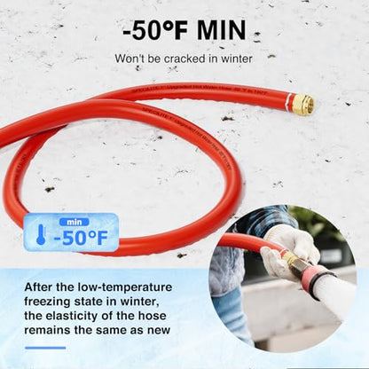 SPECILITE 1" x 75FT Hot/Cold Rubber Garden Water Hose, -50℉-190℉, Red - color: 1"ID Red, size: 75ft