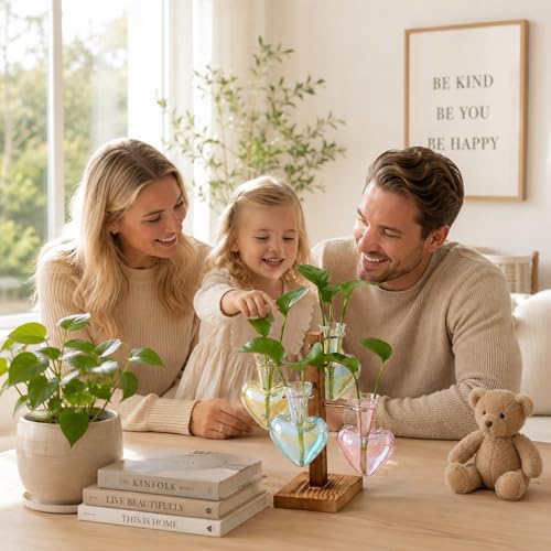 Nacome Plant Terrarium Propagation Stations: Colored Vase with Wooden Stand - color: Colored