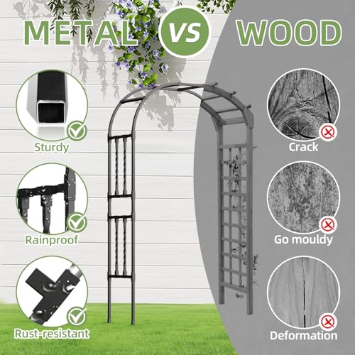 Square Tube Metal Garden Arbor Trellis,5.9x7.9FT - color: 5.9 FT L/Black, size: Full Arch