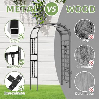 Square Tube Metal Garden Arbor Trellis,5.9x7.9FT - color: 5.9 FT L/Black, size: Full Arch