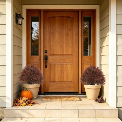 24" Fall Topiary Artificial Outdoor Plants, Faux Cedar Bushes & Shrubs - color: Red Green Mix Cedar