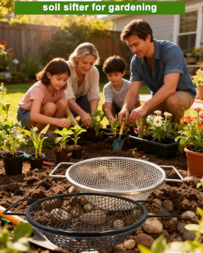 Soil Sifter for Gardening - Dirt Sifter for Rocks, Garden Compost Sifter - color: Silver
