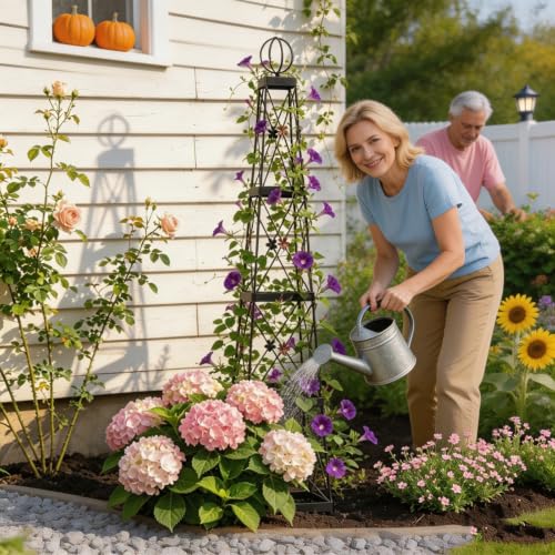Wrought Iron Obelisk Trellis Sturdy Durable Easy Install Climbing Plants