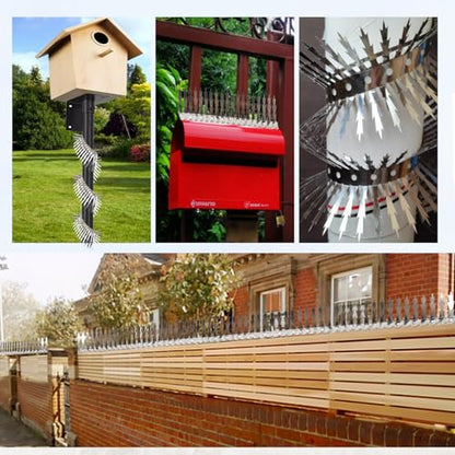 Bird Spikes.Raccoon Snake Deterrent.Squirrel Spikes.Stainless Steel Squirrel baffles for Bird feeders.Anti Climb Spikes Garden Fences.Cat Fence Outdoor Barrier,Pigeon Spikes - size: 120in