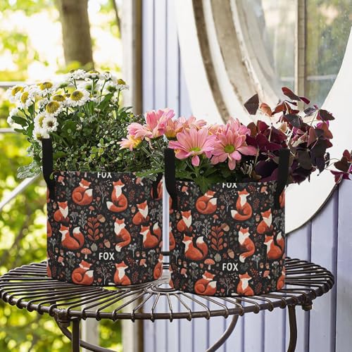 5 Gallon Grow Bags 1 Pack Plant Fabric Pots Flower Nursery Garden Vegetable Small Plant Pot 12.6 x 9.8 in Large Indoor Planter with Handles Black Foxes Mushrooms - color: Black Foxes Mushrooms, size: M12.6x9.8in