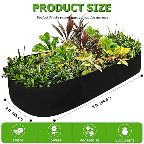 Fabric Raised Garden Bed, Garden Grow Bag for Vegetables, 2 x 8 ft - size: 8×2×1ft