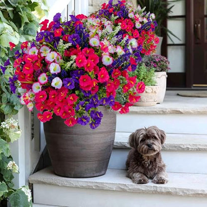AXYLEX Artificial Morning Glory Outdoor, 16 Bundles Fake Flowers (Multi 3) - color: Multi16pcs - White+red Pink+purple+lavander