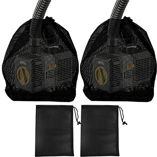 Pond Pump Mesh Bag 2 Packs 12.2"x 15.9" Pump Barrier Bag with Drawstring, Black Swimming Pool Bags for Pond Biofilters, Aquarium Filtration (12.2"x 15.9")