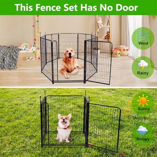 Getlay Doorless Dog Digging Fence Barrier,56in(H) 10 Panels Total 22.1 Ft(L), Black Metal Fencing for Yard 4.6ft Tall, Dog Fence Outdoor for Yard, Fences for Garden Beds, Garden Fencing Border - size: 56''(H)-10panels-22.1ft(L) no gate