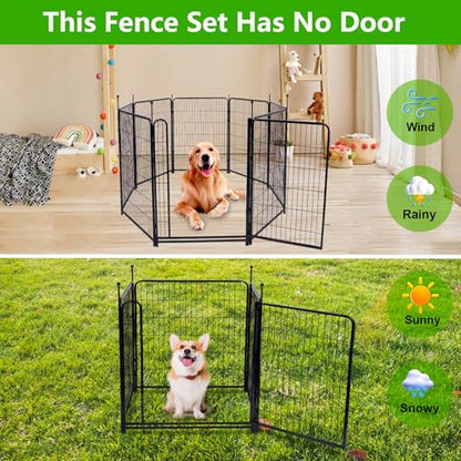 Getlay Doorless Dog Digging Fence Barrier,56in(H) 10 Panels Total 22.1 Ft(L), Black Metal Fencing for Yard 4.6ft Tall, Dog Fence Outdoor for Yard, Fences for Garden Beds, Garden Fencing Border - size: 56''(H)-10panels-22.1ft(L) no gate