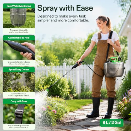 VIVOSUN Battery Powered Sprayer, 2 Gallons, for Lawn and Garden Watering