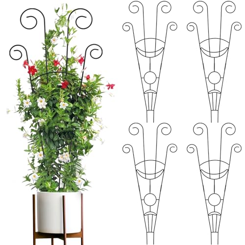 ZOUTOG 4PCS 30" Trellis for Climbing Plants Outdoor,Rustproof Metal Support - color: Black - Moon, size: 4 pack