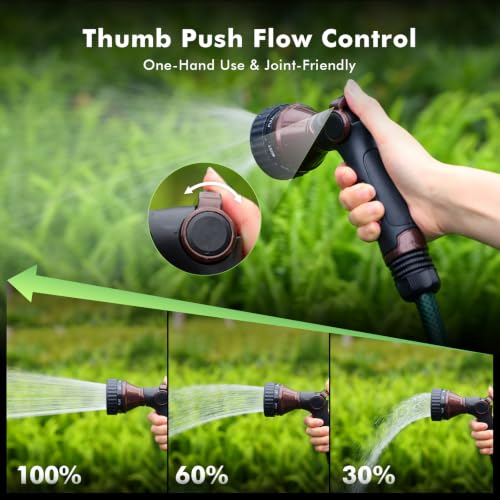 RESTMO Water Hose Nozzle Heavy Duty, Garden Hose Sprayer Thumb Control - color: Brown
