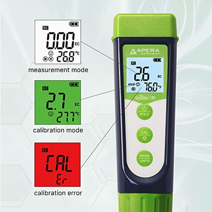 Apera Instruments AI103G GroStar Series GS3 EC/500ppm/700ppm Pen Tester Kit with Replaceable Titanium EC Probe for Hydroponics Water Quality Testing, Gen II - style: EC/ppm