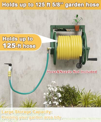 Artigarden Triangle Wall Mounted Garden Hose Reel Outdoor Hose Holder Green - color: Green