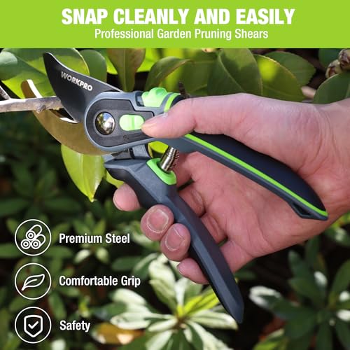 WORKPRO Pruning Shears, Garden Clippers with Titanium Coated, 9" Bypass