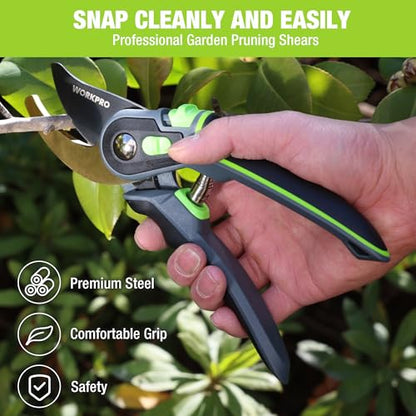 WORKPRO Pruning Shears, Garden Clippers with Titanium Coated, 9" Bypass