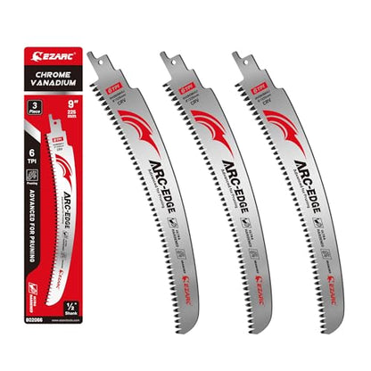 EZARC Arc Edge Reciprocating Saw Blades, 9-Inch 6TPI for Pruning, 3-Pack - size: 9 Inch