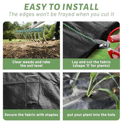 4ftx300ft Weed Barrier Landscape Fabric Heavy Duty, Woven Weed Control Cloth, Woven Geotextile Fabric for Underlayment, Commercial Driveway Weed Block Cover Mat,with 1 Pair of Gloves - size: 3.2oz-4ft*300ft