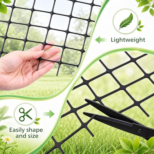 Windyun 2 Rolls 4'x50' Plastic Mesh Fence for Garden - size: 50 ft