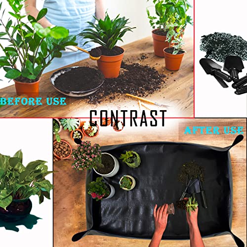 Extra Large 43in*30in Plant Repotting Mat, Waterproof, Foldable, Reusable, Black - color: Black, size: 43 in x 30 in (Rectangular)