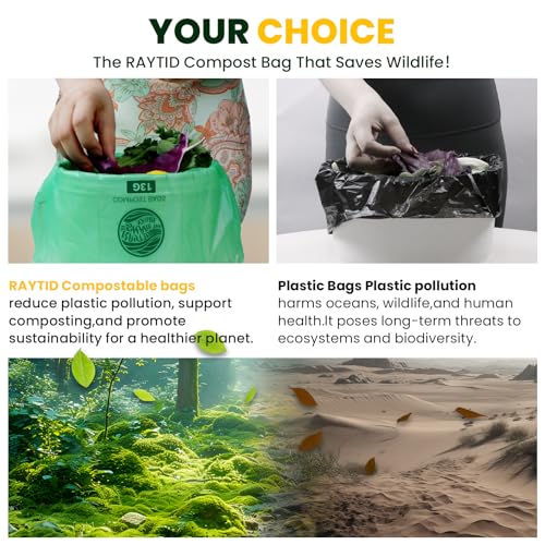 Trash bags 13+ gallon tall kitchen,Compostable Trash Lawn & Leaf Yard Waste Bags,Kitchen Compost Trash Bin Compatible,Extra Thick1.1 Mills,Certified by BPI and OK Compost(50count) - color: 13G-50count