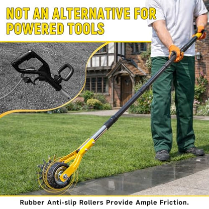 Manual Edger Lawn Tool, 75 Inch Wheel Rotary Edger for Lawn with Extra-Wide Wheel, Grass Edge Trimmer with Adjustable Handle, Ideal Hand Edging Tool for Sidewalk, Driveways and Landscaping