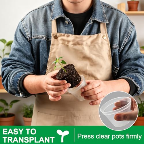 BTPLASTIK 50 Pack 3 Inch Clear Nursery Pots with Drainage Hole, Small Transparent Seed Starter Pots, Sturdy Plastic Plant Pot for Planting Seedlings Vegetables Flowers (3Inch-50P) - size: 3 Inch-50P