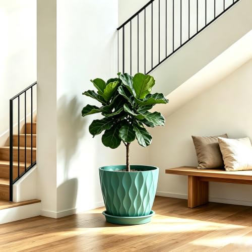 Plant Pots for Indoor Plants 3 Pack 10/9/8 Inch Plastic Planters - color: Blue