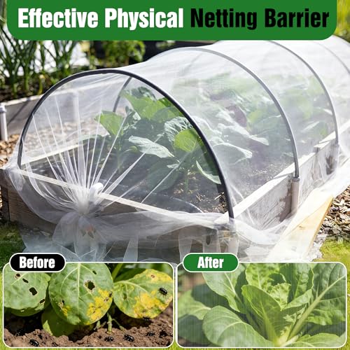 10 X 60FT Garden Mesh Netting Ultra Fine Mesh Netting Pest Barrier, Insect Bug Bird Netting for Vegetables Fruit Flower Garden Protection, Thickened 60 Mesh Row Covers Fabric Screen from Birds Bugs - size: 10FT X 60FT